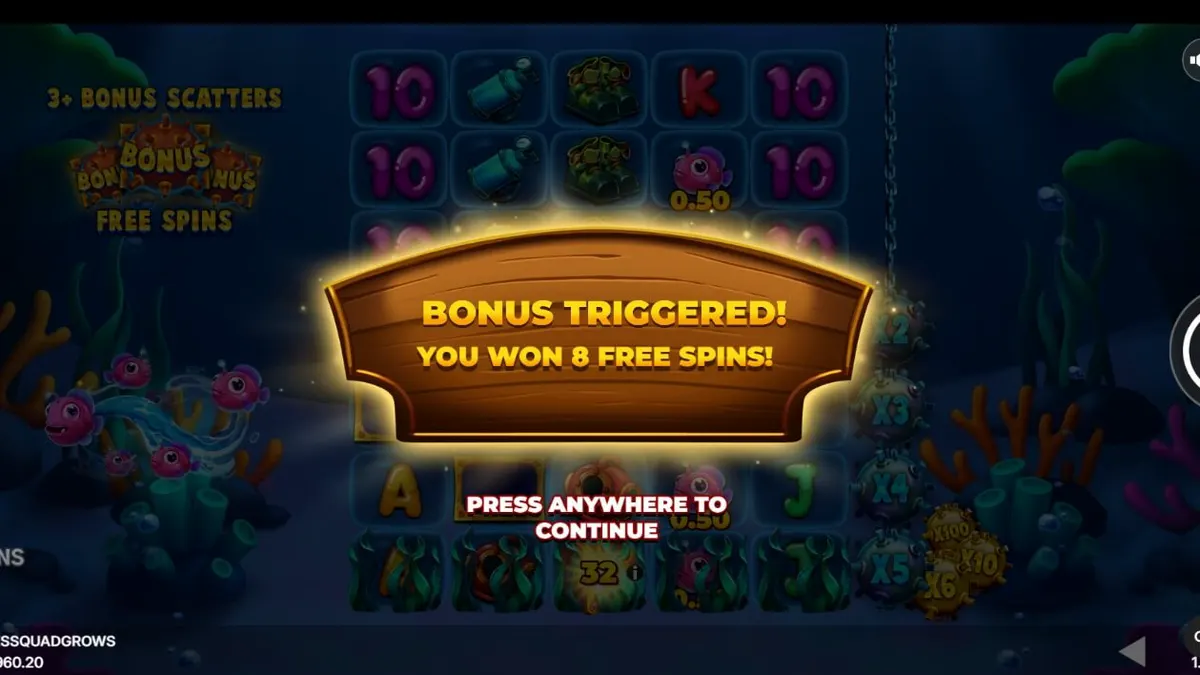 Tampilan visual bawah air dalam slot Fishin’ Madness Quadgrows
