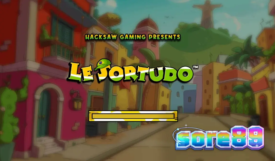 Karakter rakun Smokey dalam slot Le Sortudo dengan latar belakang jalanan Brasil yang meriah.